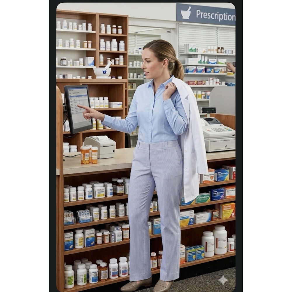 Women's Seersucker Pants Relaxed Fit Striped Size 16